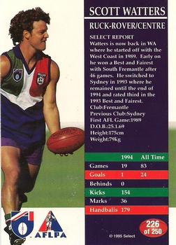 1995 Select AFL #226 Scott Watters Back